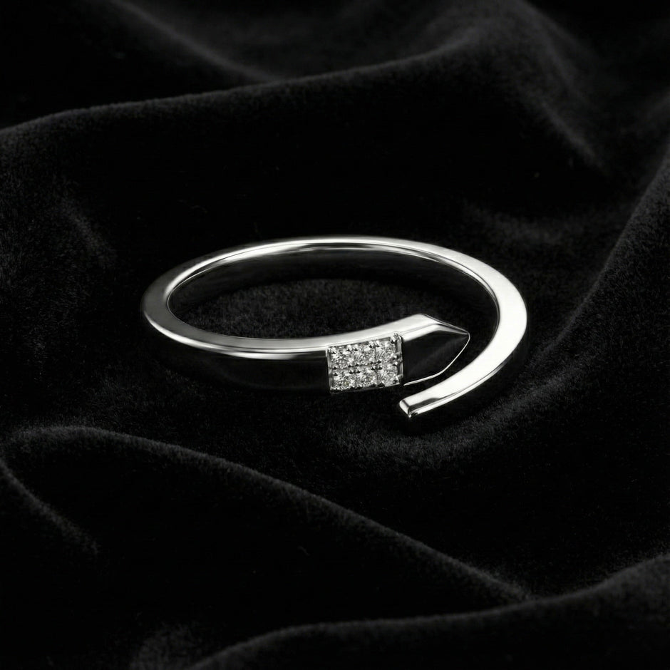 Minimalist Curve Zircon Ring