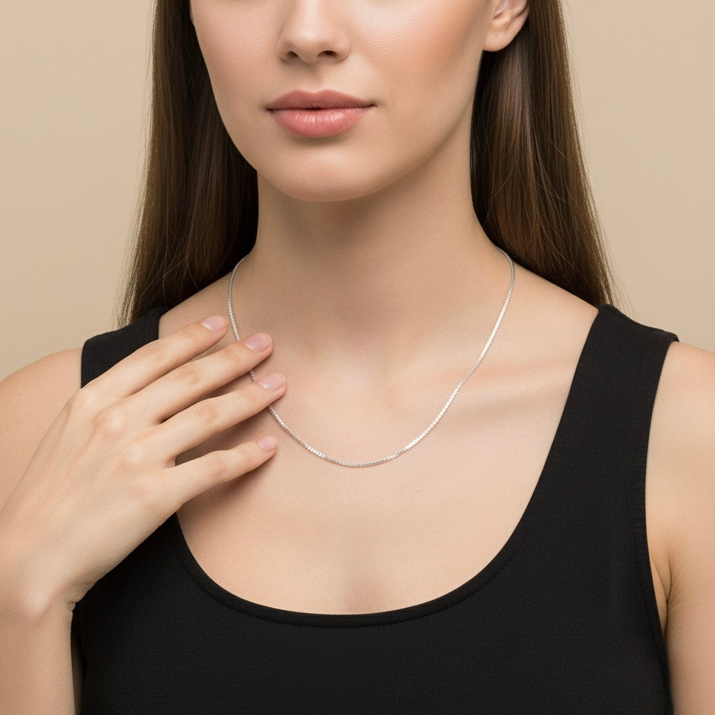 Fine Box Unisex Silver Chain