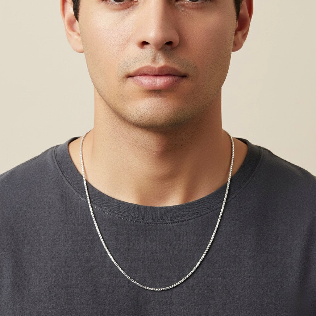 Fine Box Unisex Silver Chain