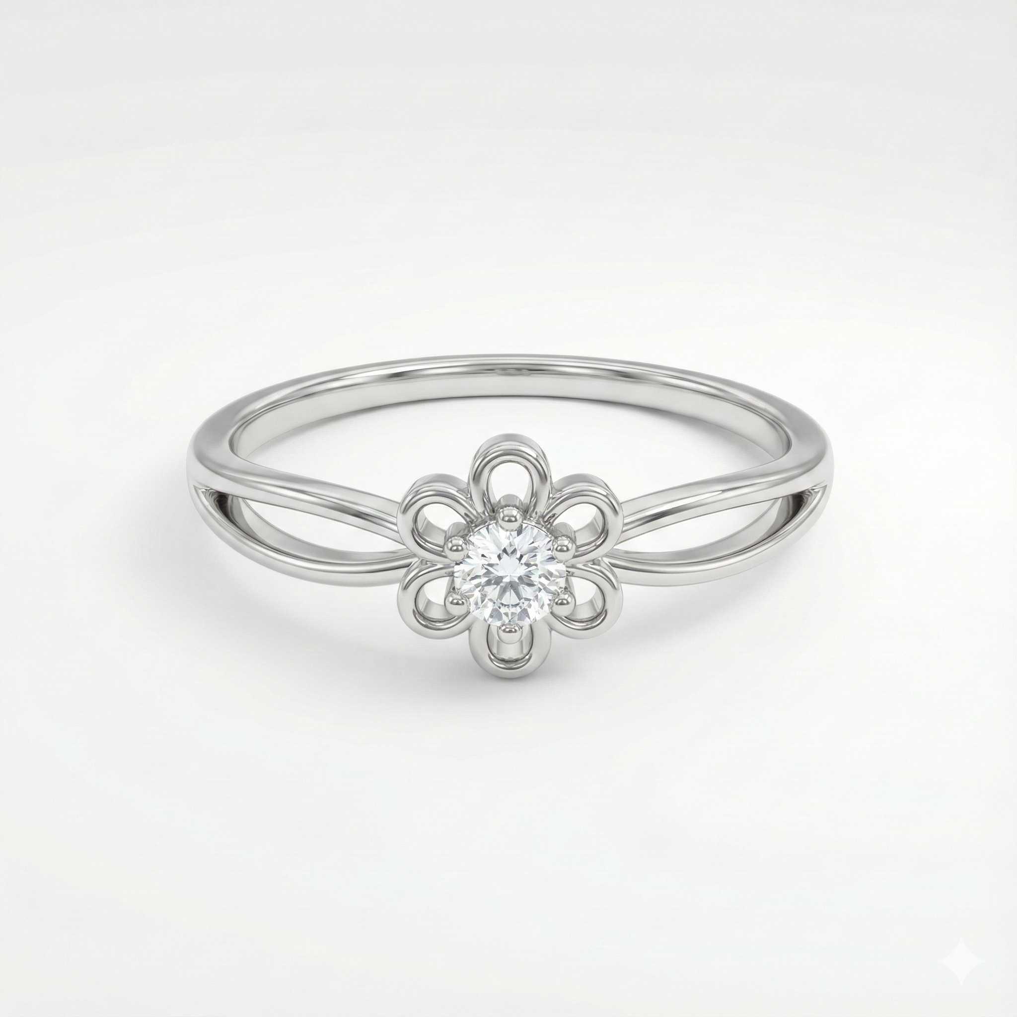 Dainty Floral Solitaire Ring