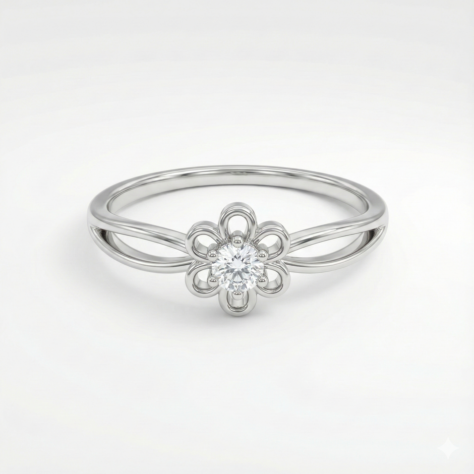 Dainty Floral Solitaire Ring