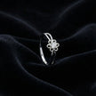 Delicate Floral Solitaire Silver Ring