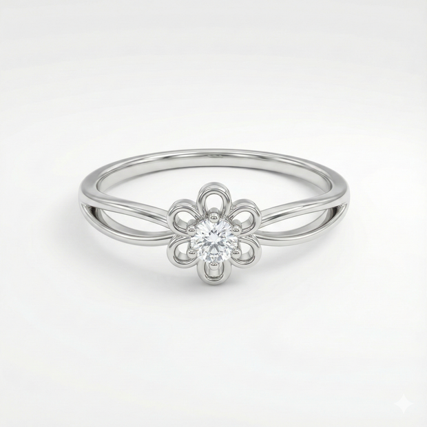 Dainty Floral Solitaire Ring