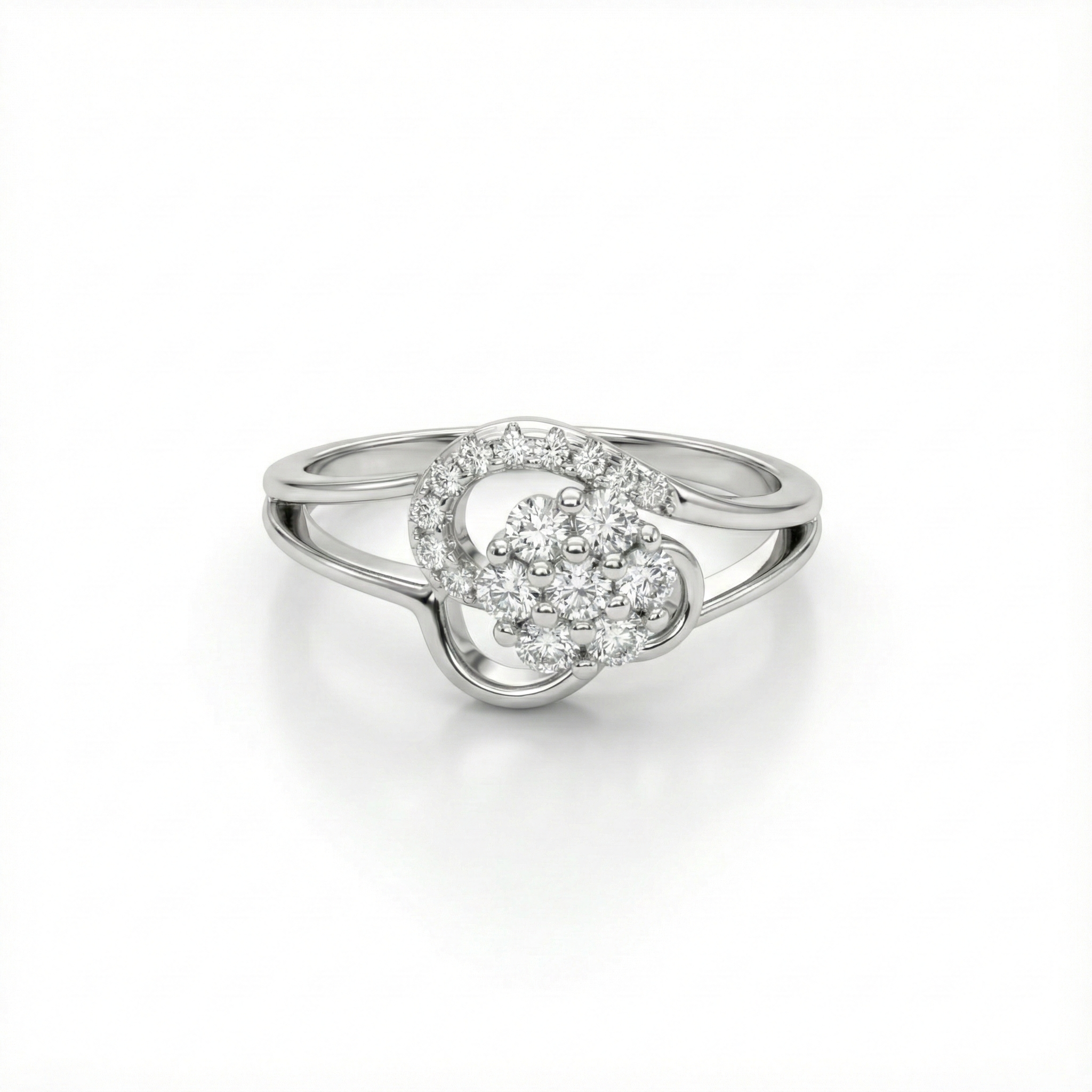 Heart Swirl Cluster Ring