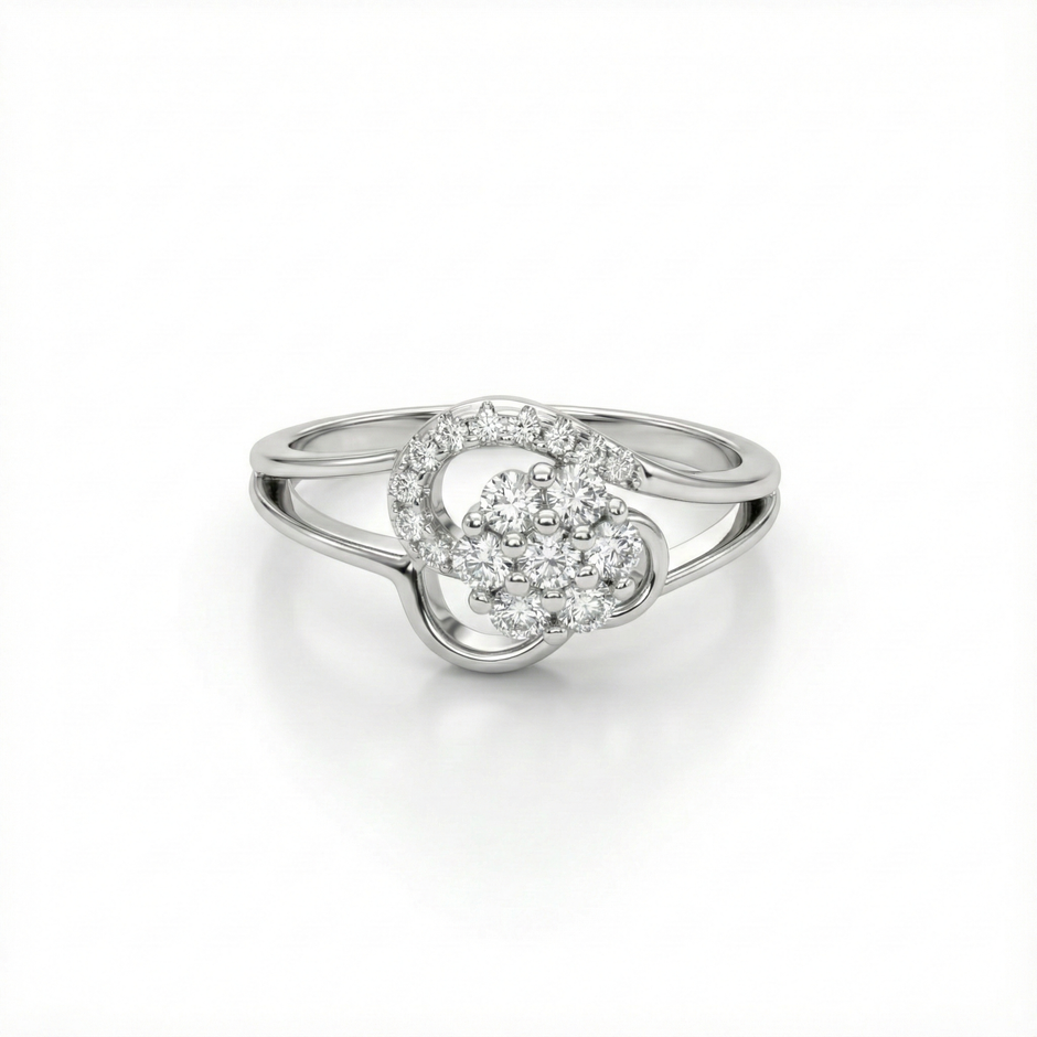 Heart Swirl Cluster Ring