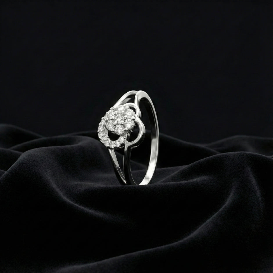 Heart Swirl Cluster Ring