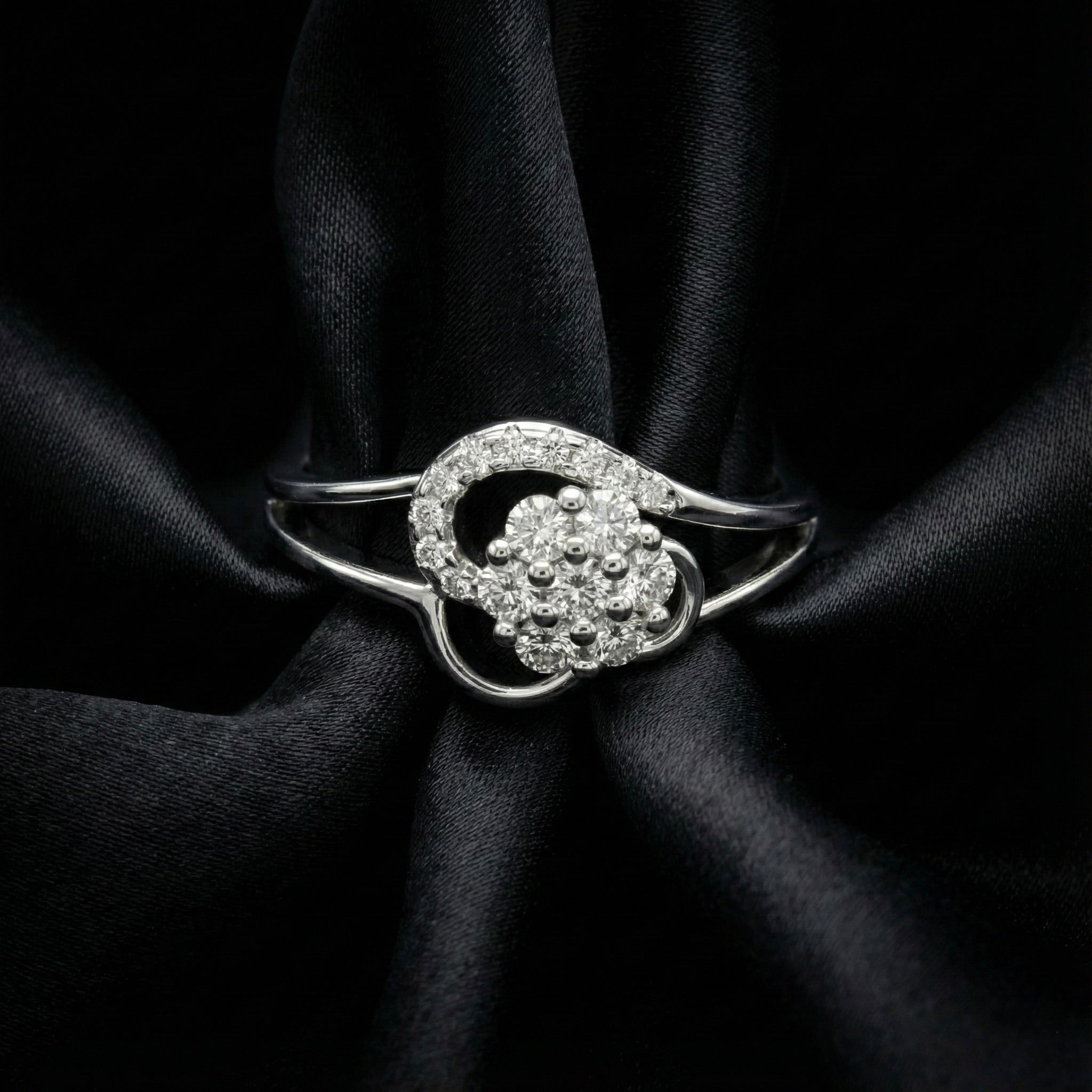 Heart Swirl Cluster Ring
