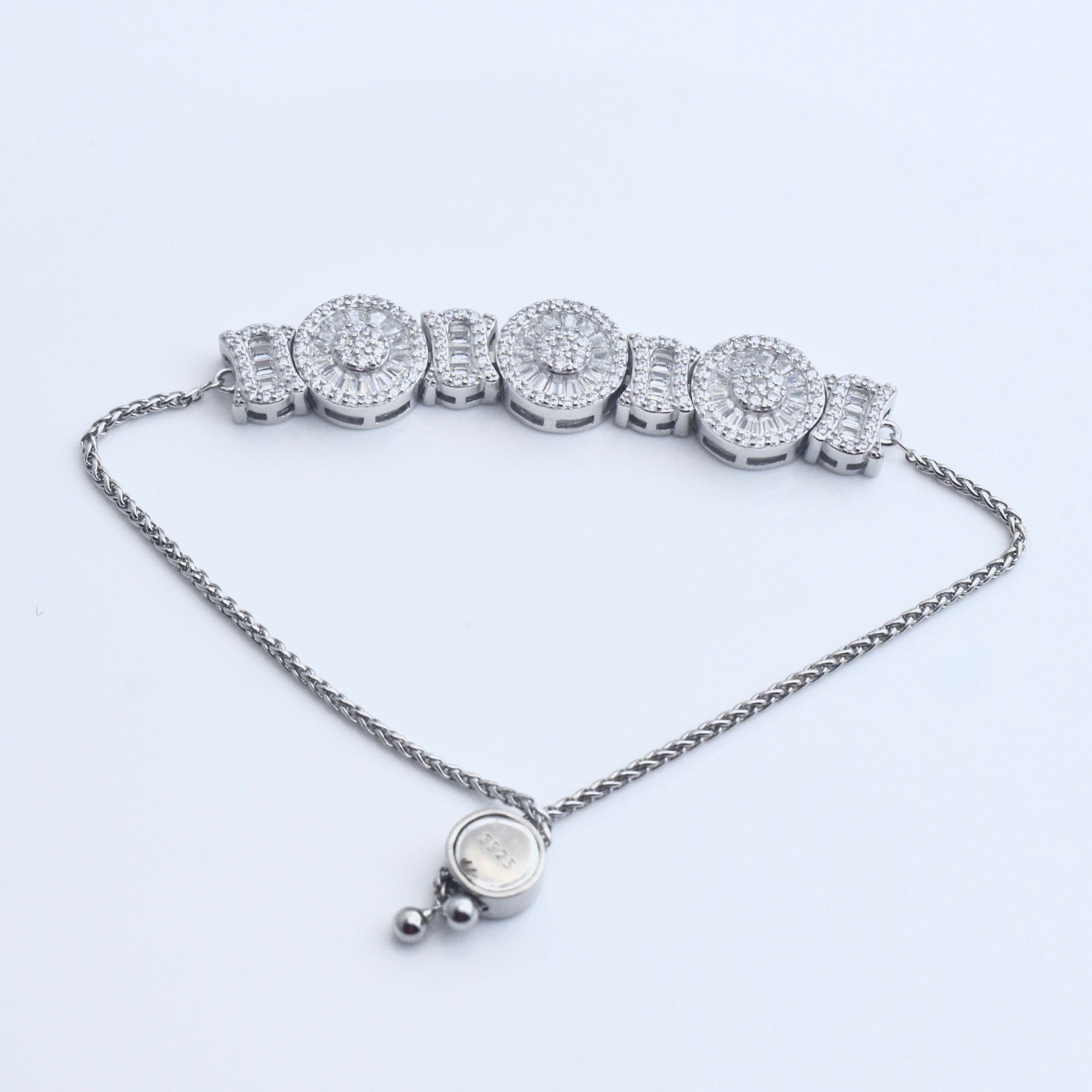 Coin Motif Charm Silver Bracelet