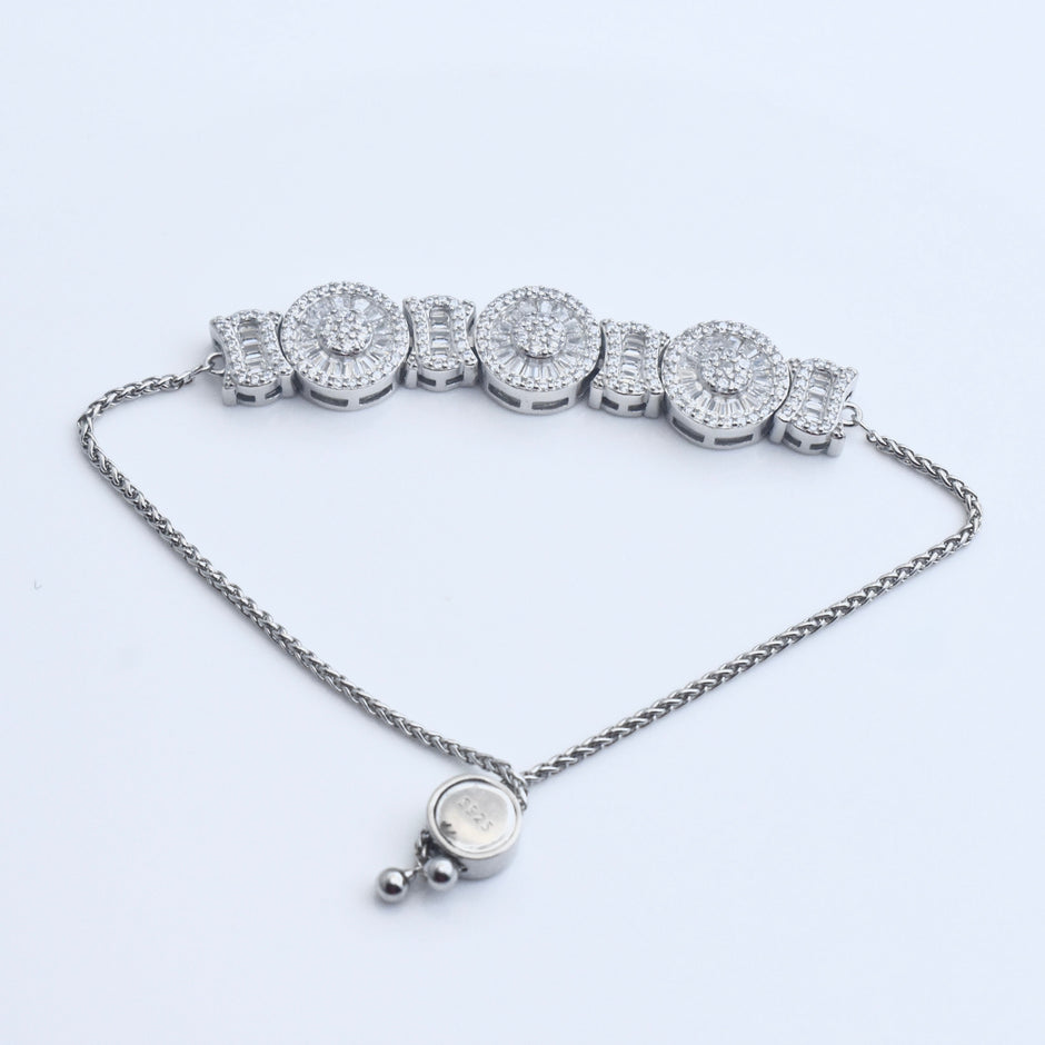 Coin Motif Charm Silver Bracelet