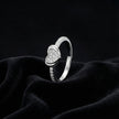 Pave Heart Accent Silver Band Ring
