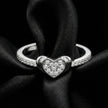 Pave Heart Accent Silver Band Ring