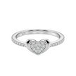 Pave Heart Accent Silver Band Ring