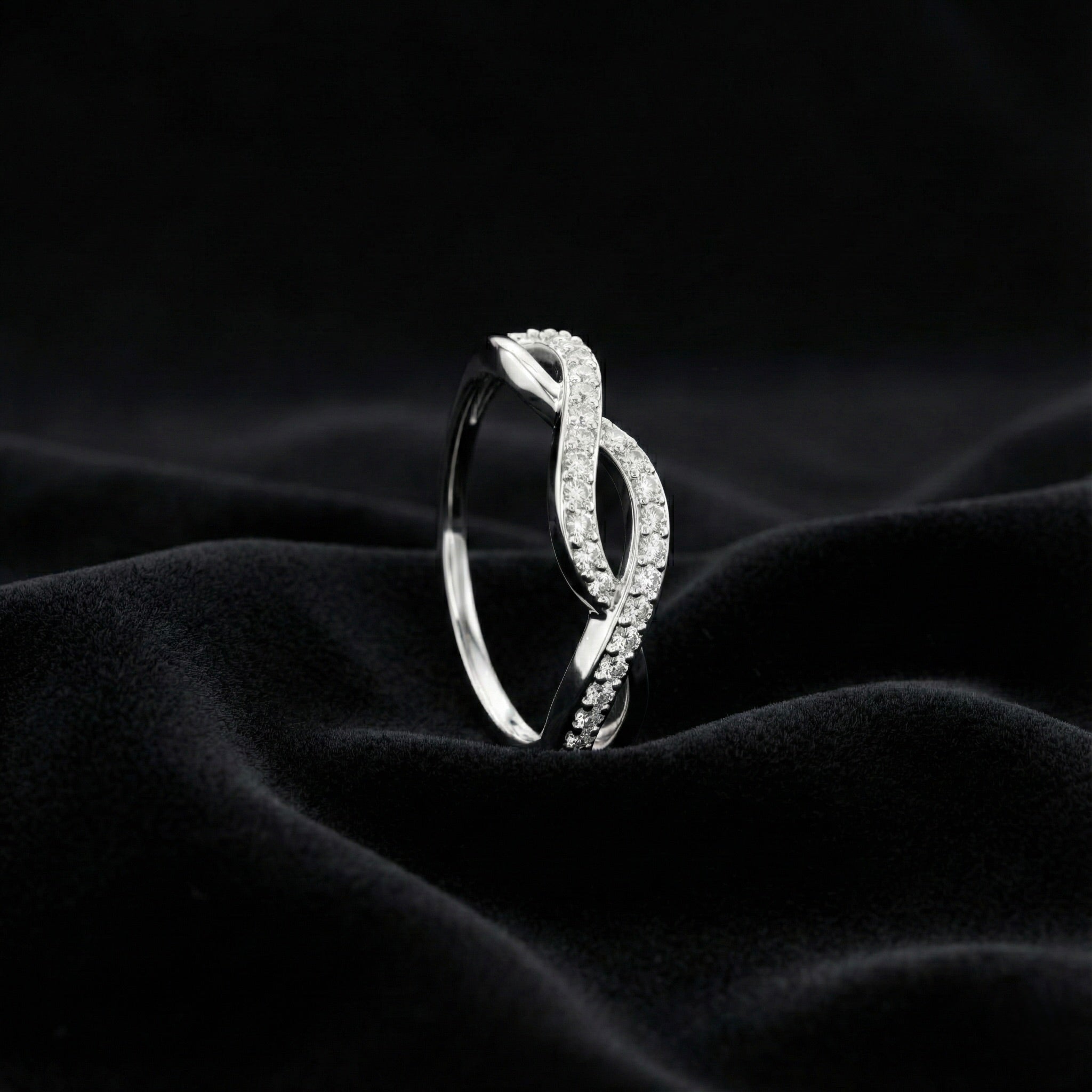 Infinity Twist Pave 925 Silver Ring