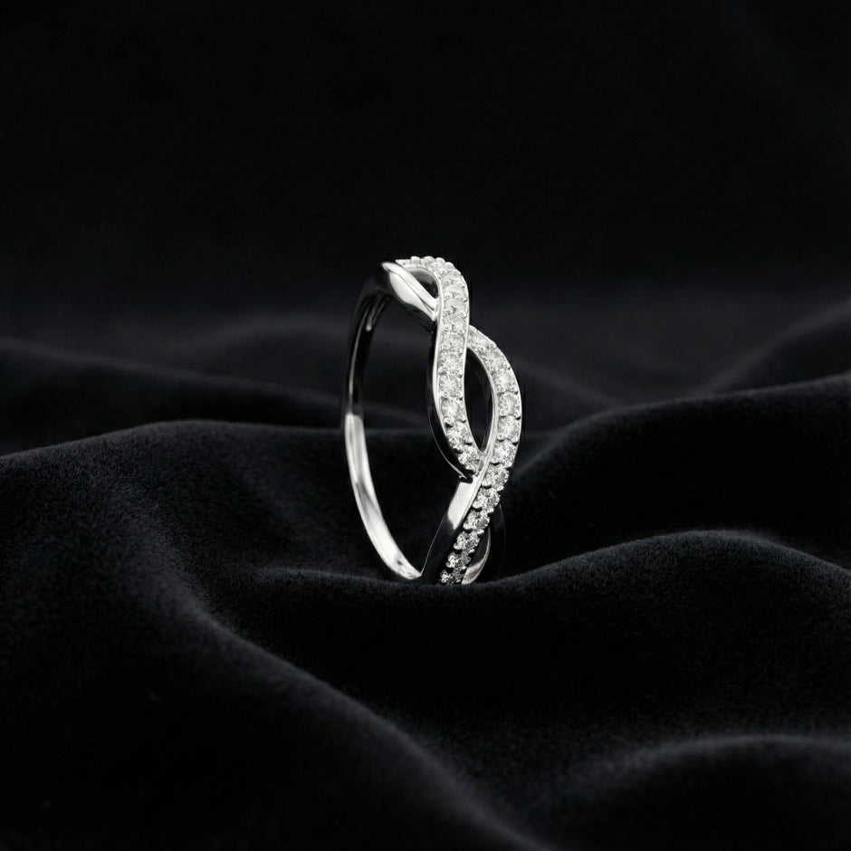 Infinity Twist Pave 925 Silver Ring