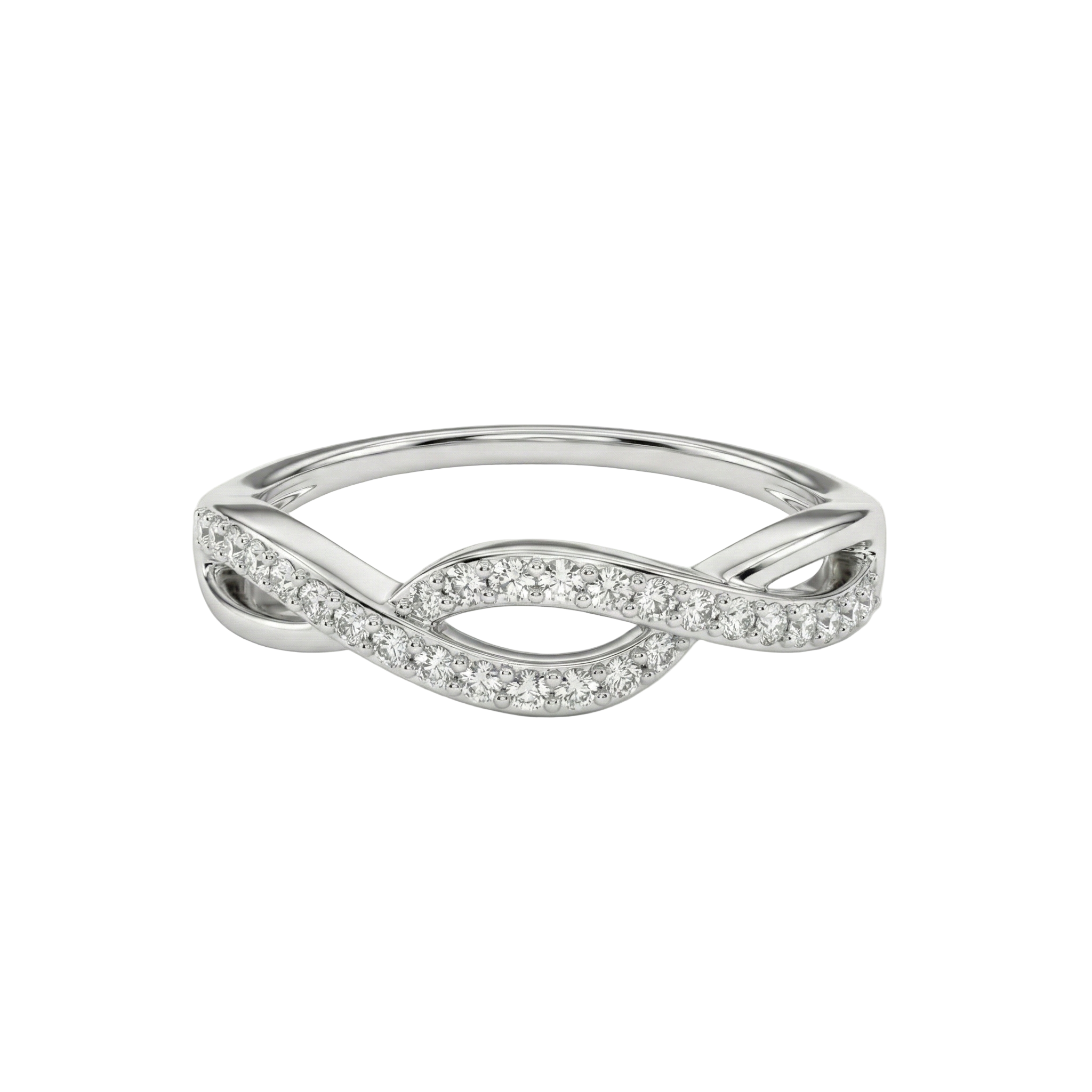Infinity Twist Pave 925 Silver Ring