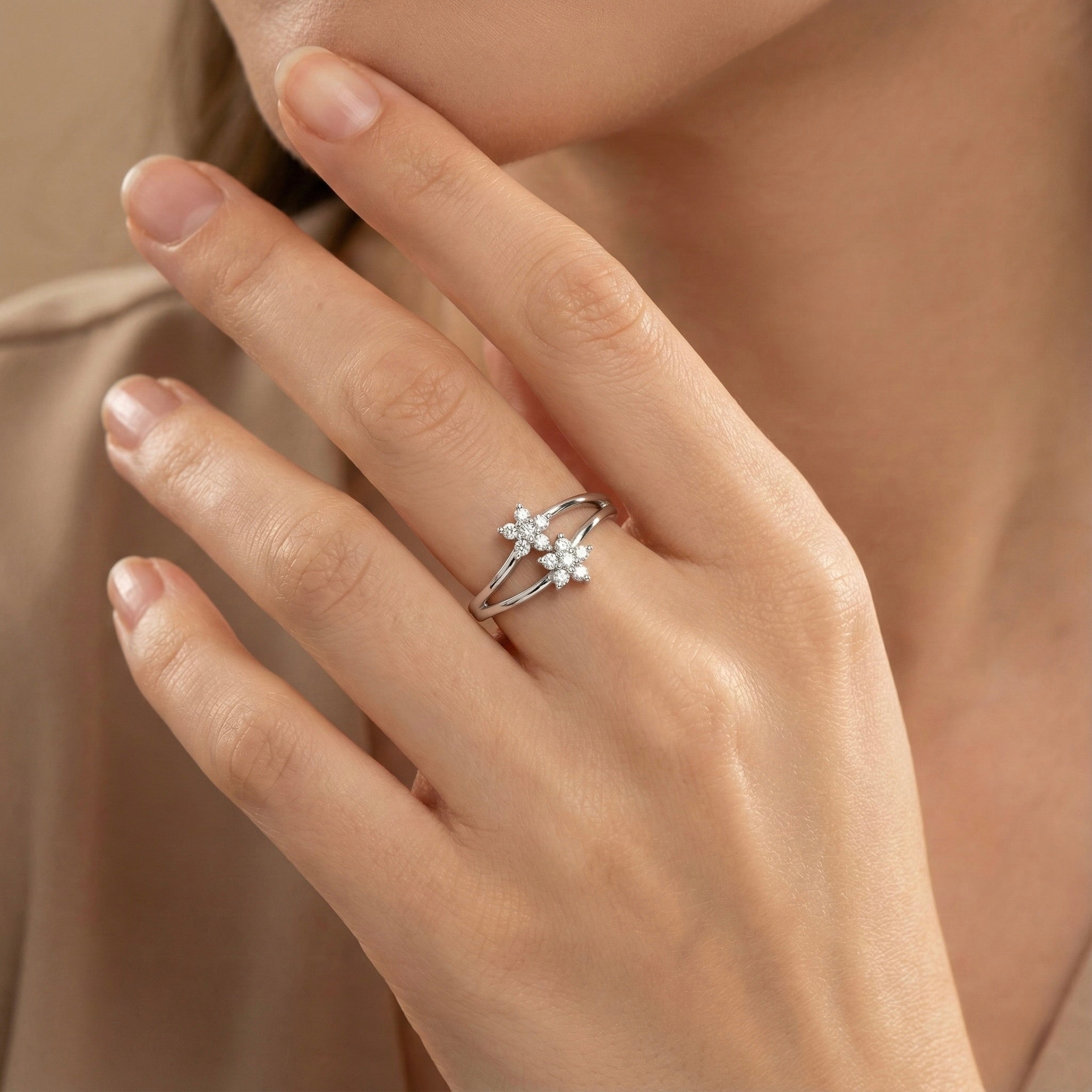 Double Floral Cluster Ring
