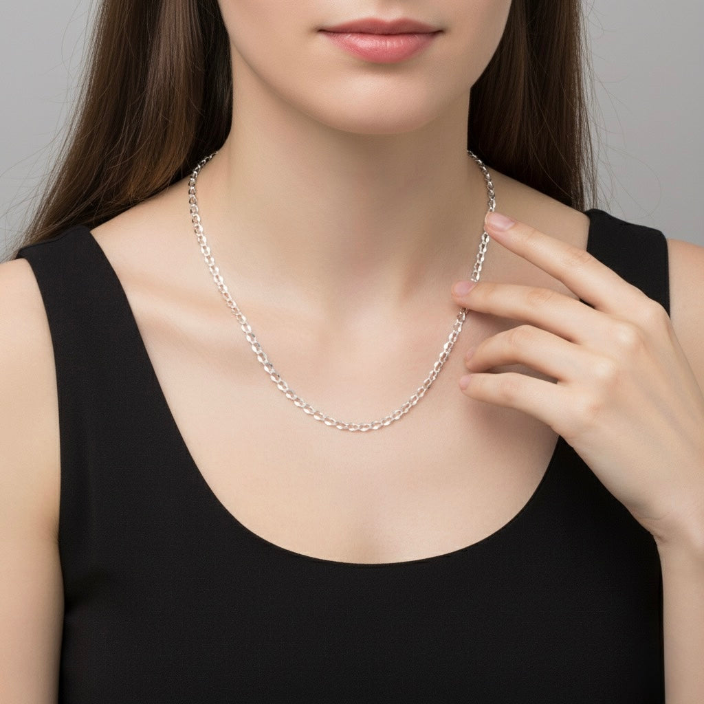 Octagonal Box Link Silver Chain