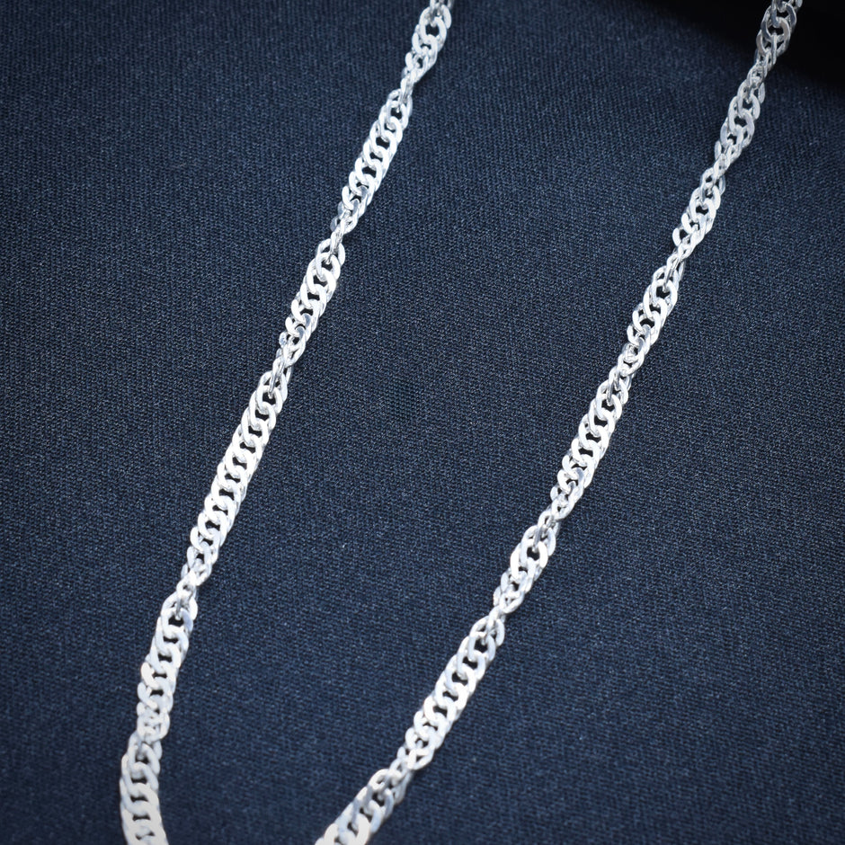 Wavy Rope Twist Silver Chain