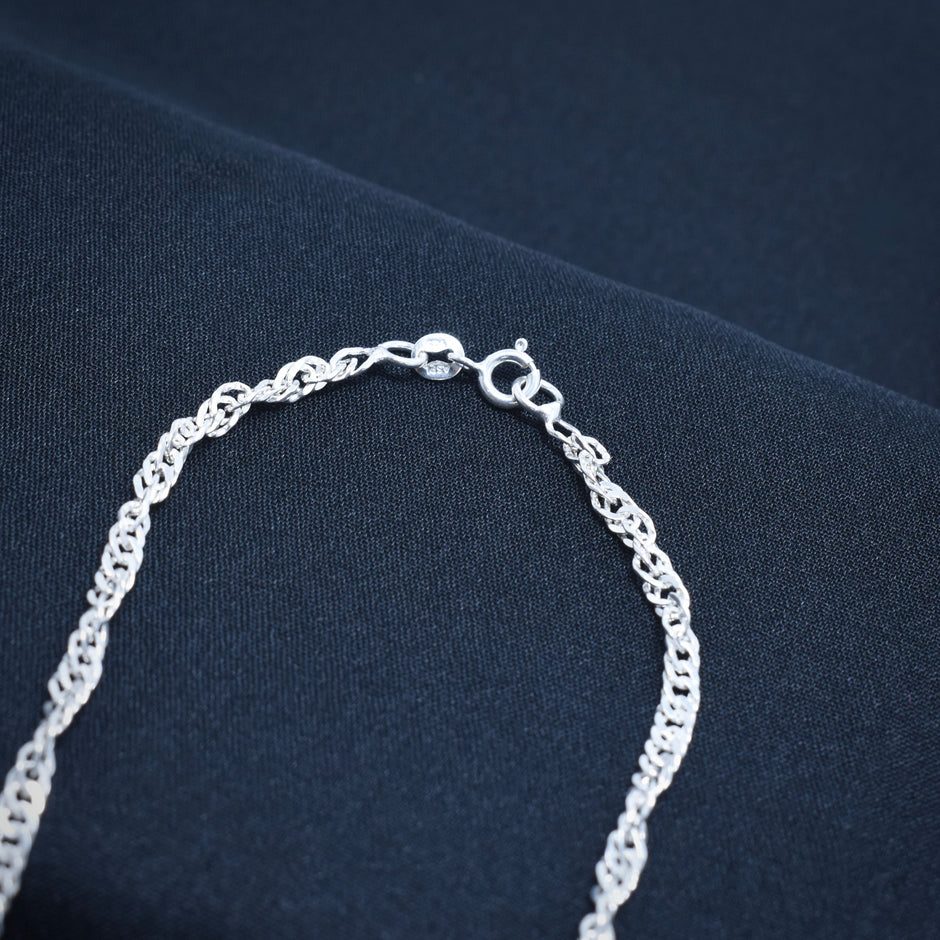 Wavy Rope Twist Silver Chain