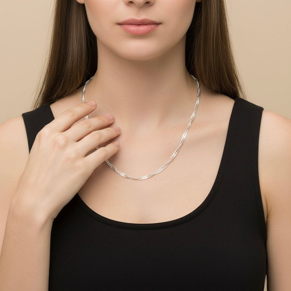 Wavy Rope Twist Silver Chain