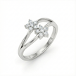 Dual Sparkling Flower Silver Ring
