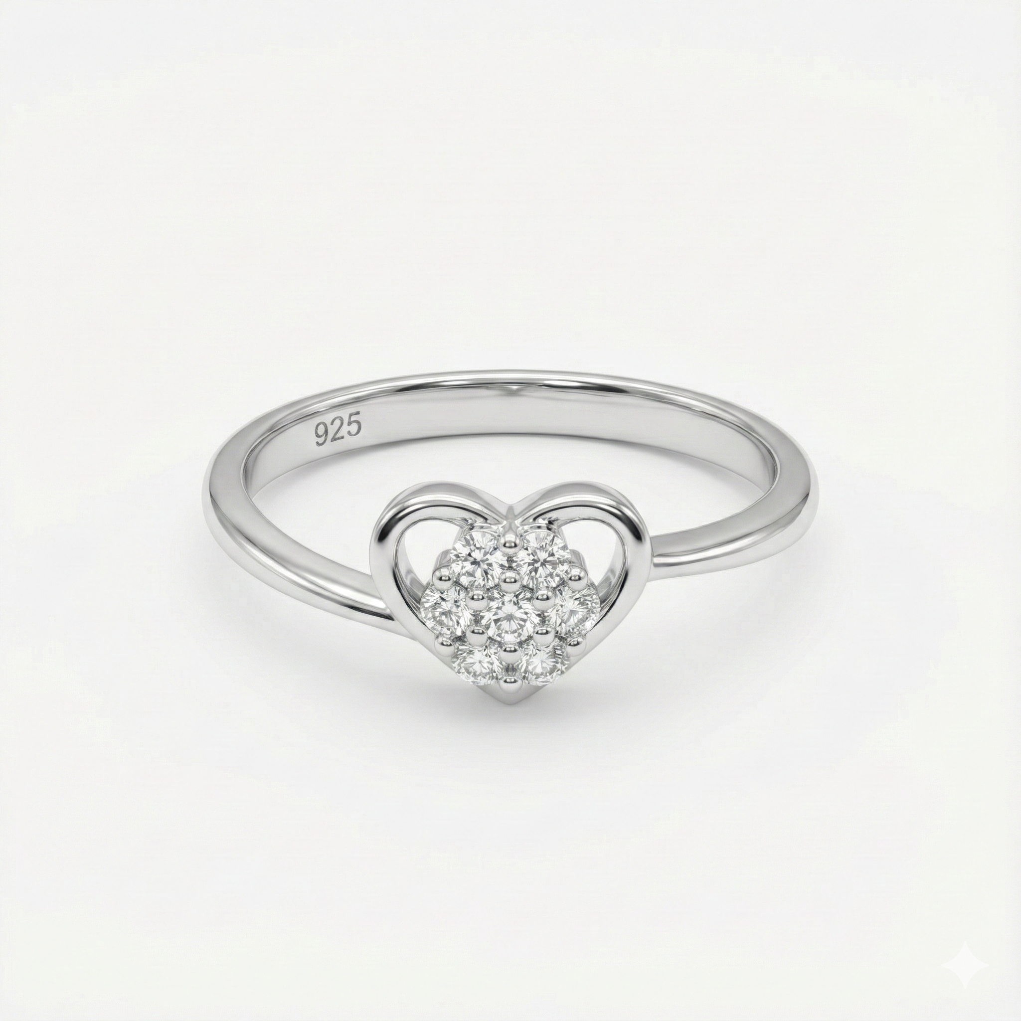 Dainty Heart Cluster Ring