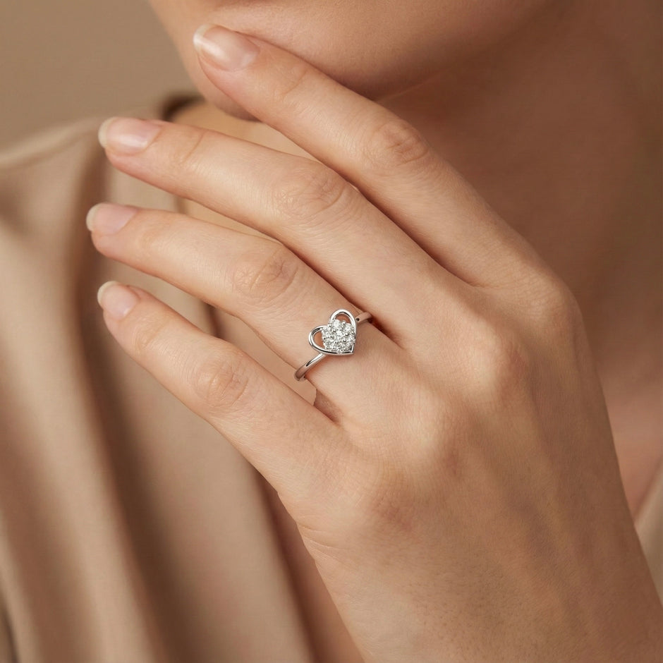 Dainty Heart Cluster Ring
