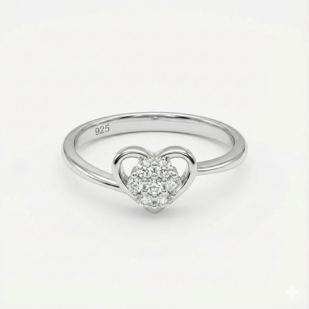 Dainty Heart Cluster Ring