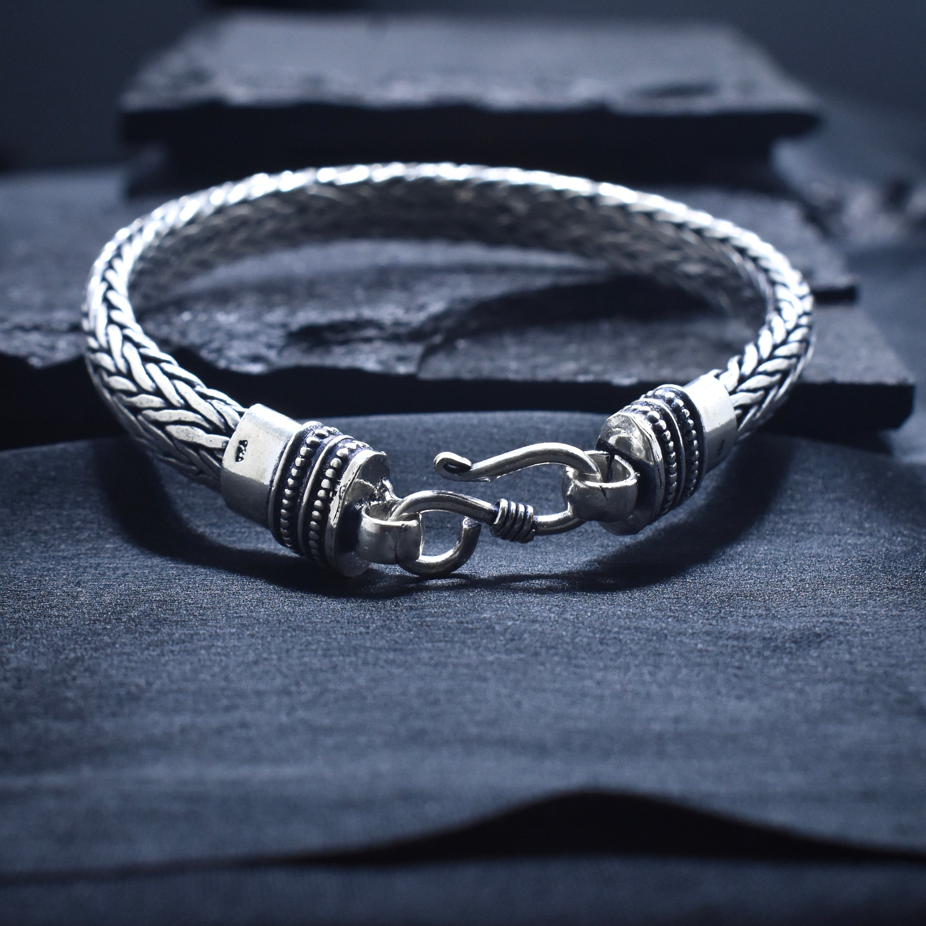 Antique Thick Weave Silver Bracelet