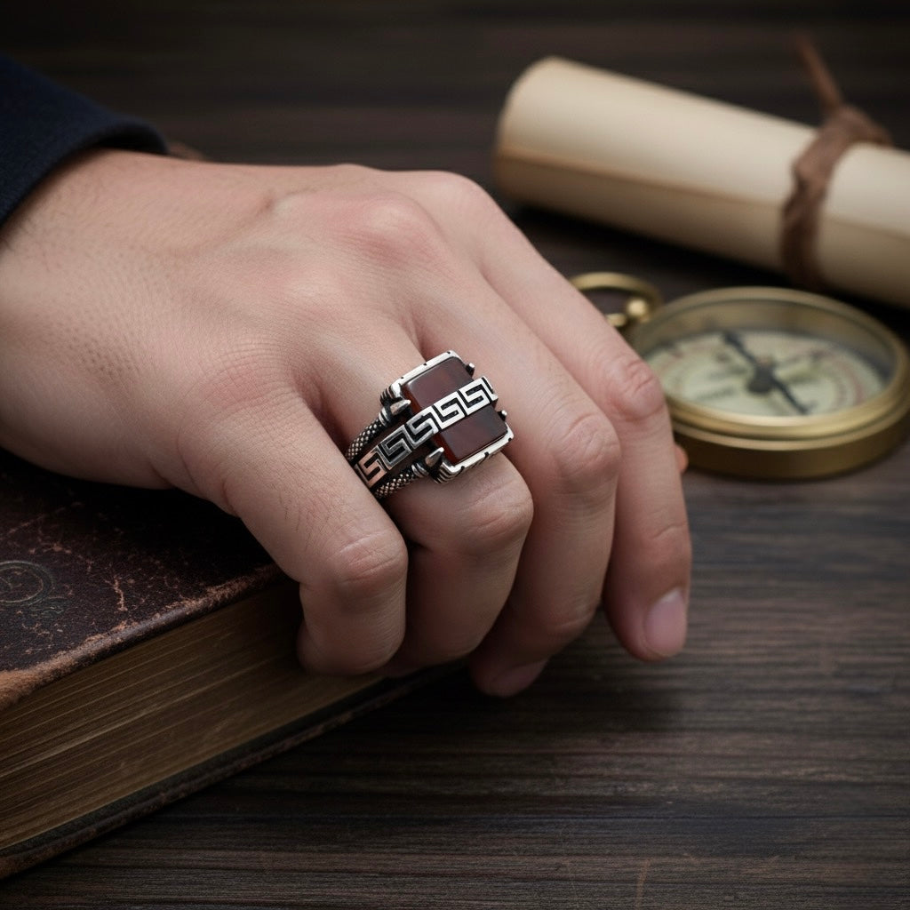 Grecian Ruby Turkish Signet Ring