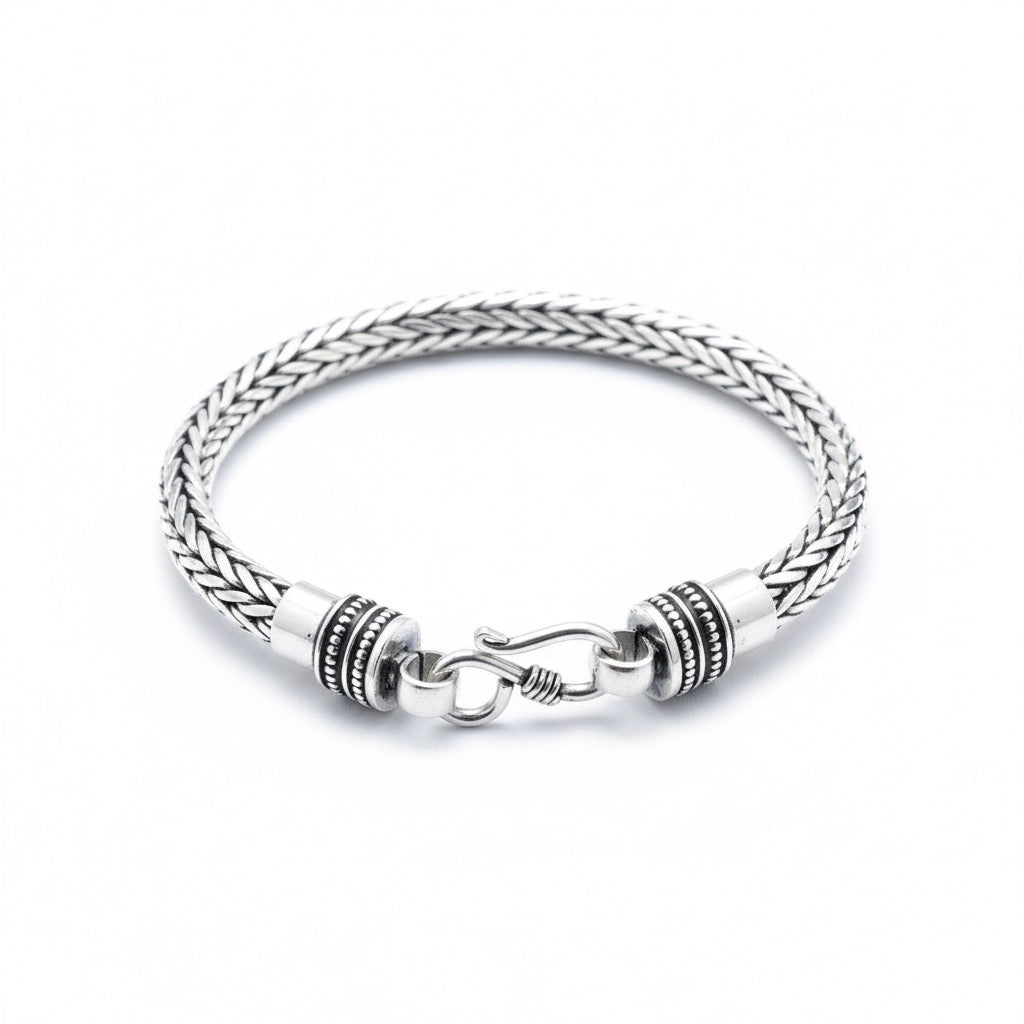 Antique Thick Weave Silver Bracelet