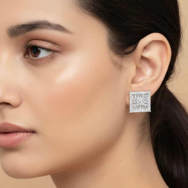 Mosaic Square Halo Studs