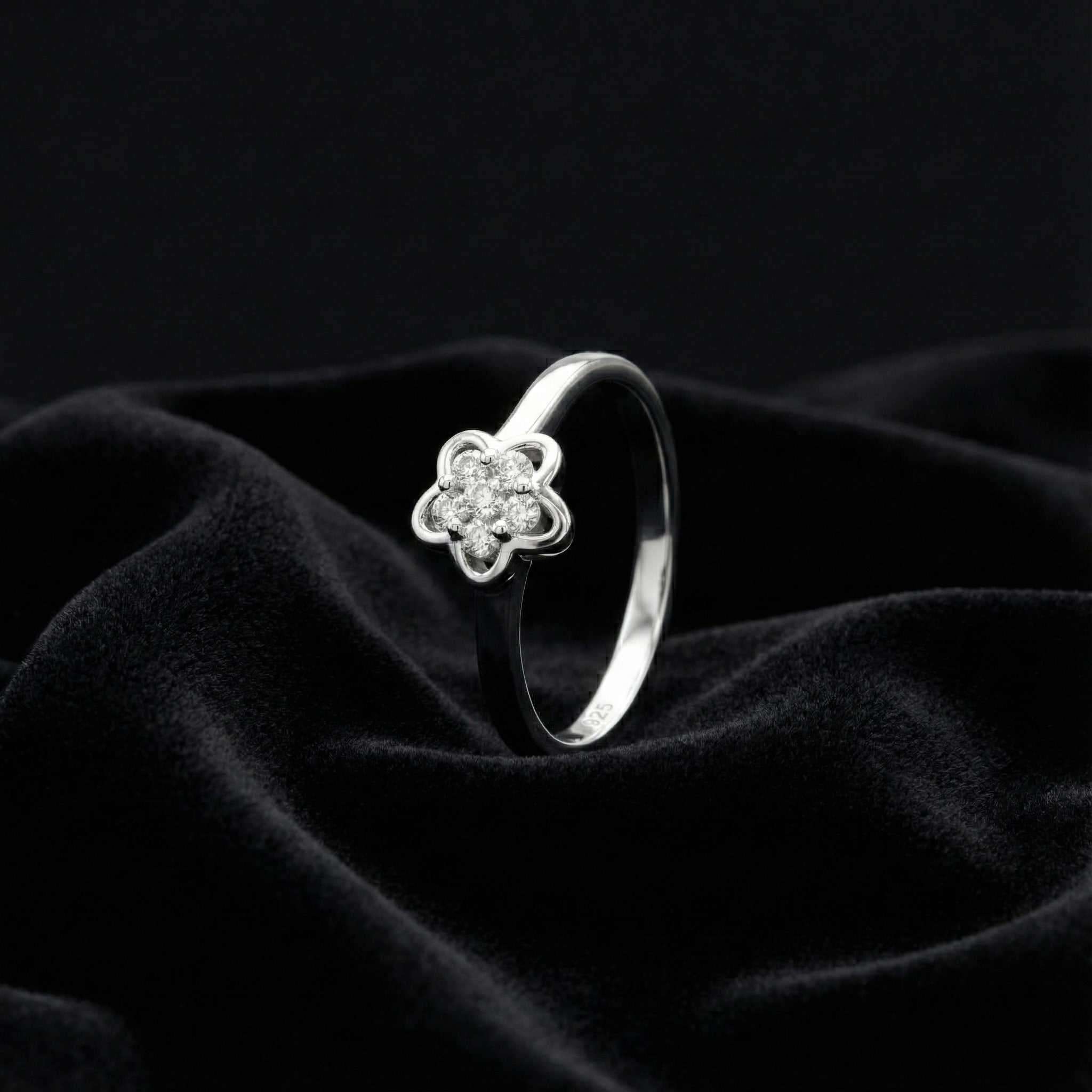 Floral Heart Cluster Ring
