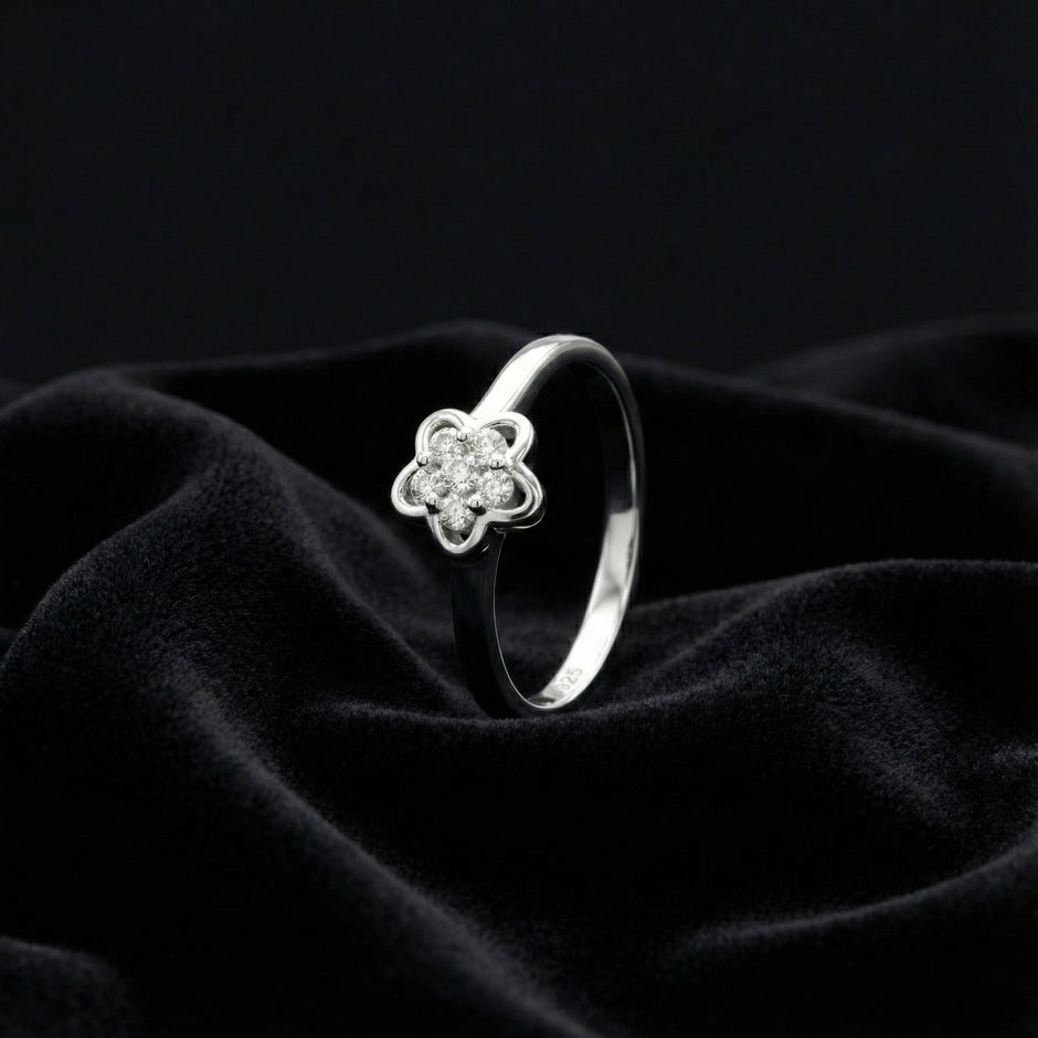 Floral Heart Cluster Ring