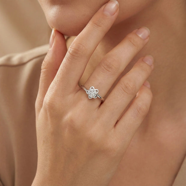 Floral Heart Cluster Ring
