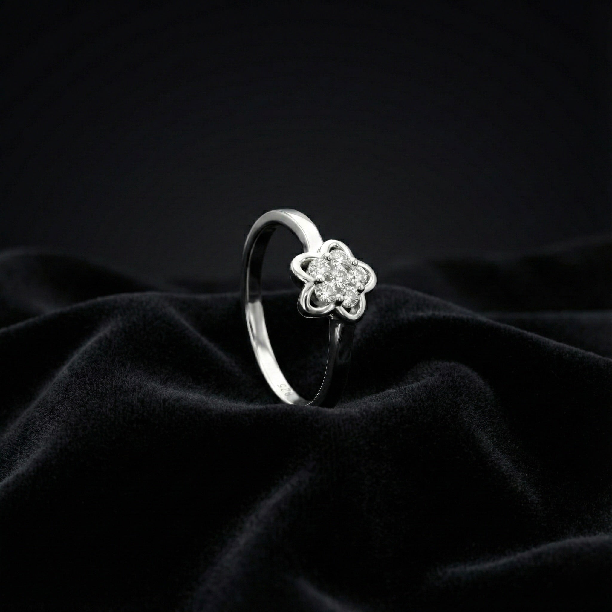 Floral Heart Cluster Ring