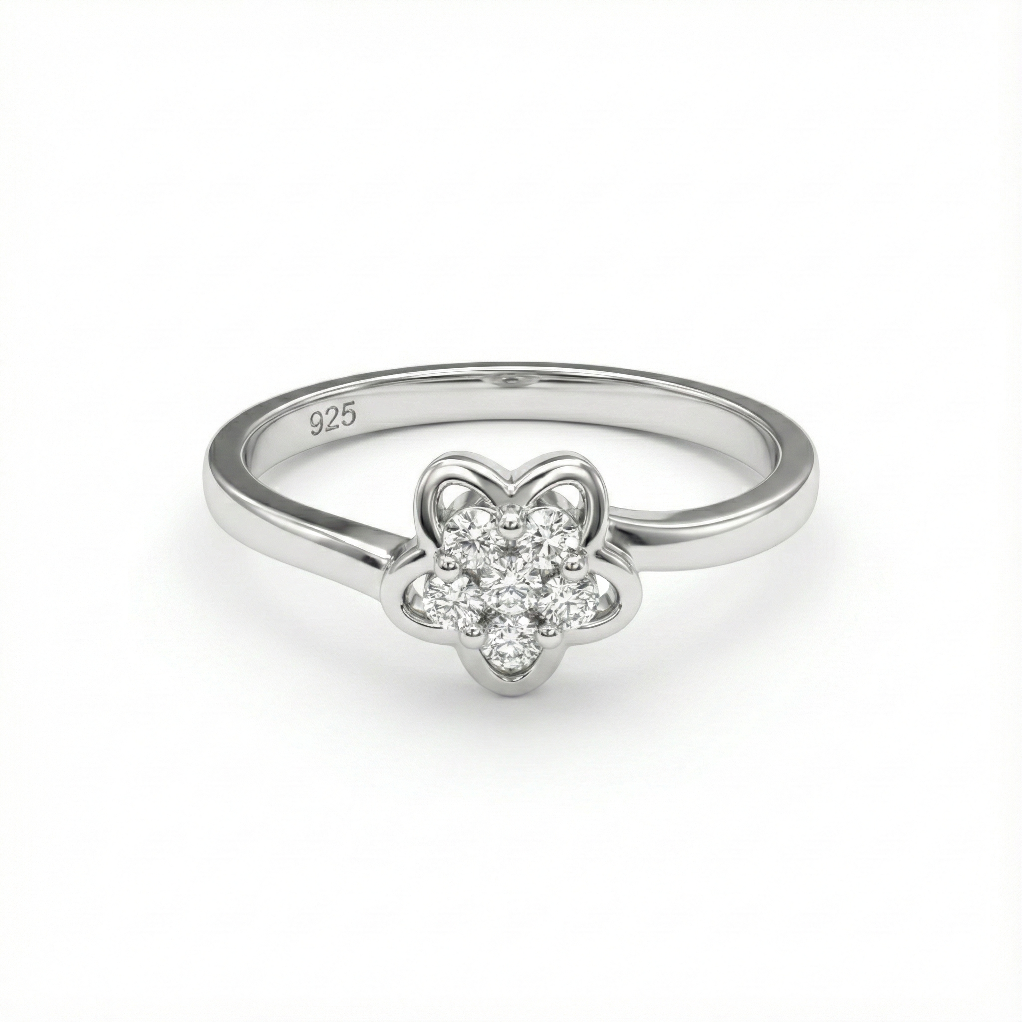 Elegant Five-Petal Flower 925 Silver Ring