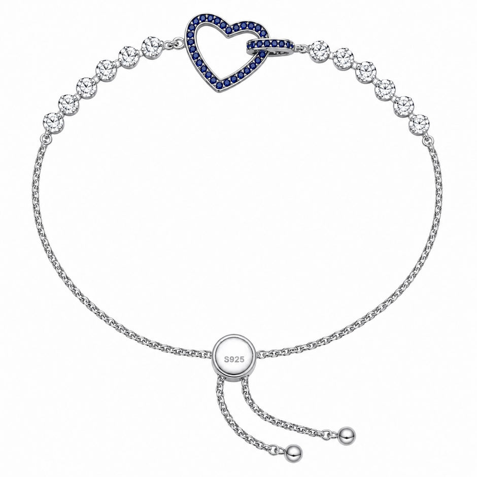Sapphire Linked Heart Bracelet