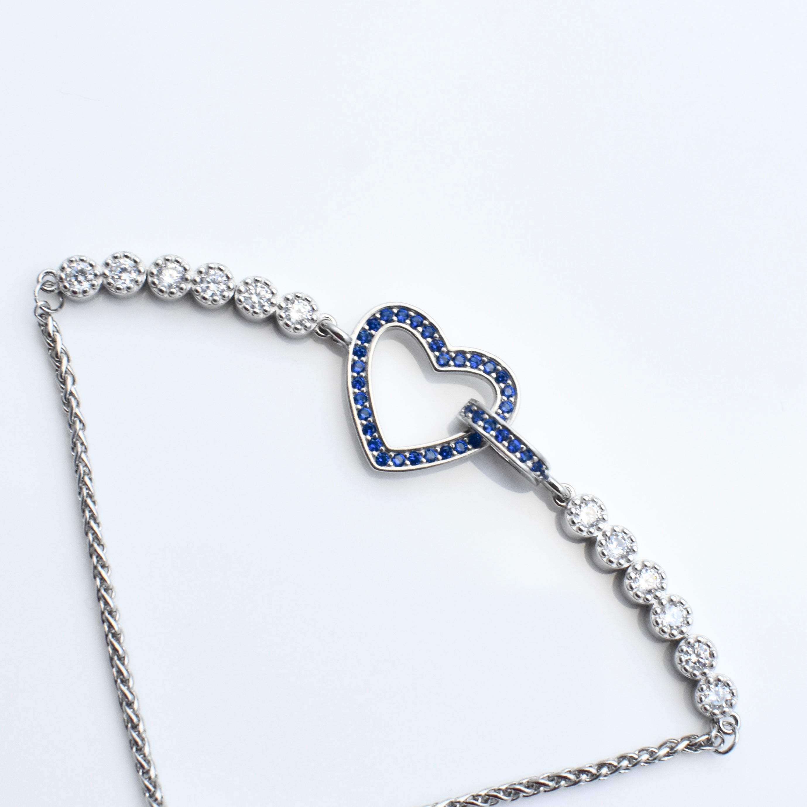 Heart Charm Bead Silver Bracelet