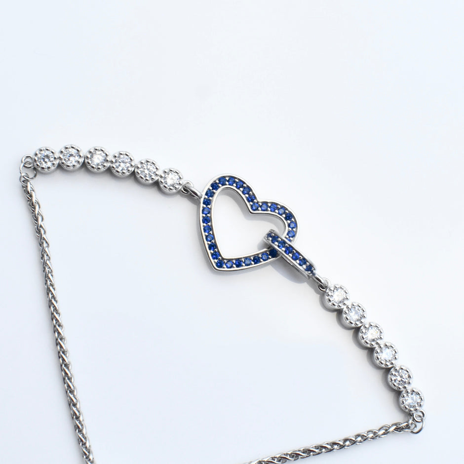 Heart Charm Bead Silver Bracelet