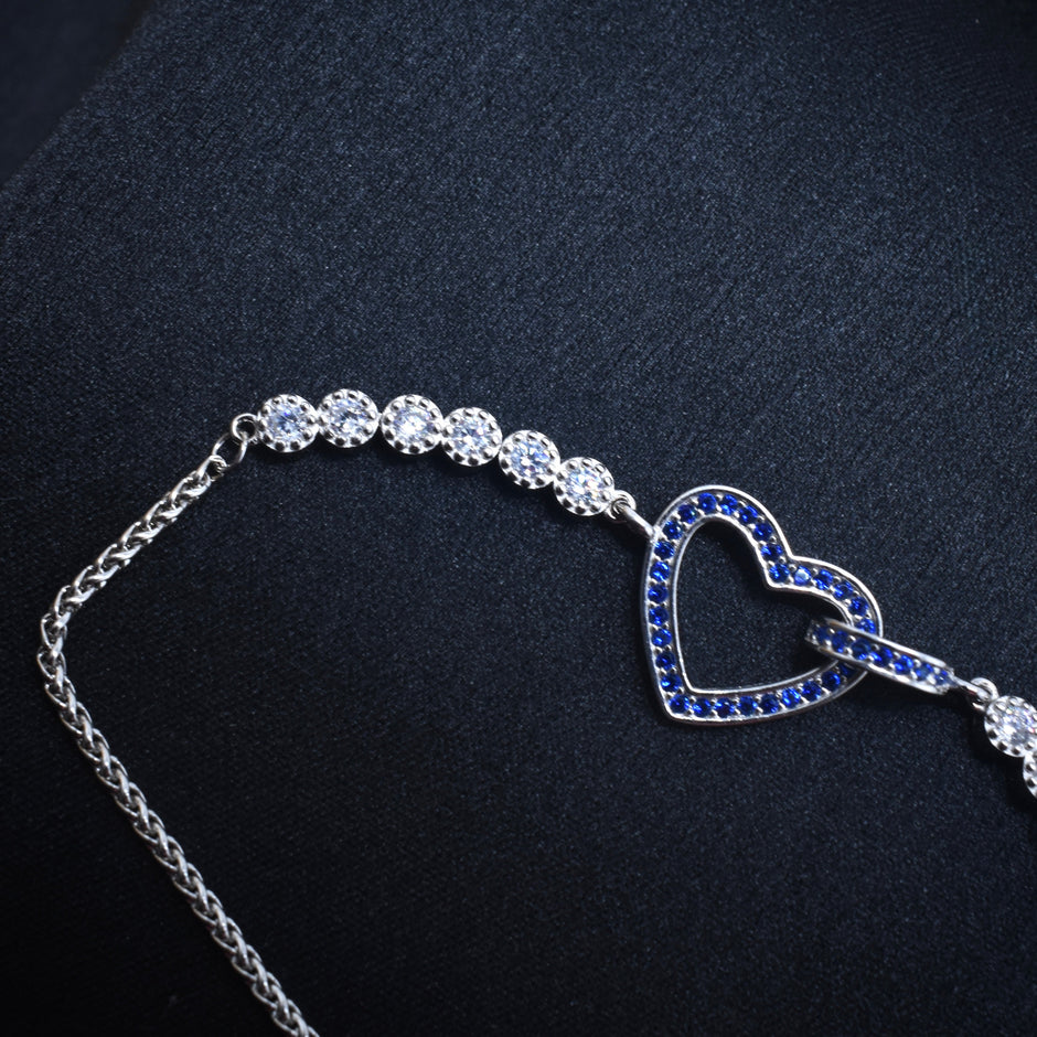 Heart Charm Bead Silver Bracelet