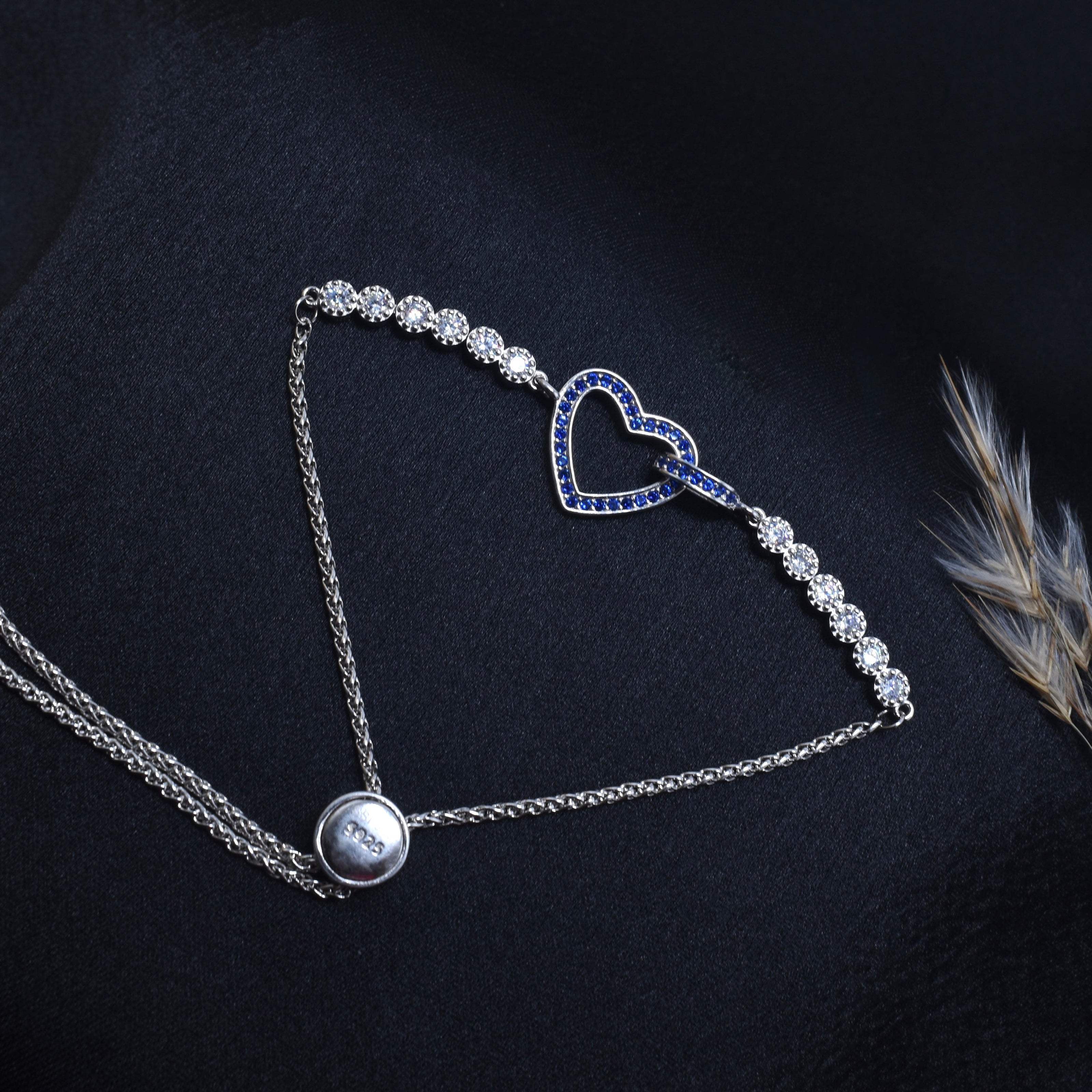 Heart Charm Bead Silver Bracelet