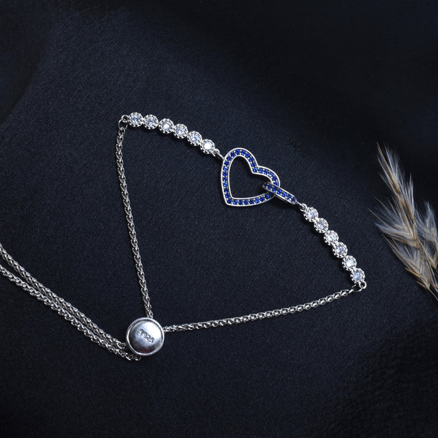 Heart Charm Bead Silver Bracelet