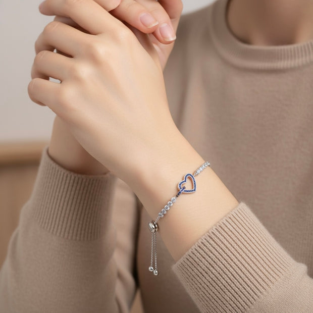 Sapphire Linked Heart Bracelet