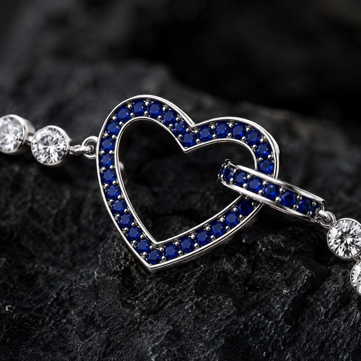 Sapphire Linked Heart Bracelet