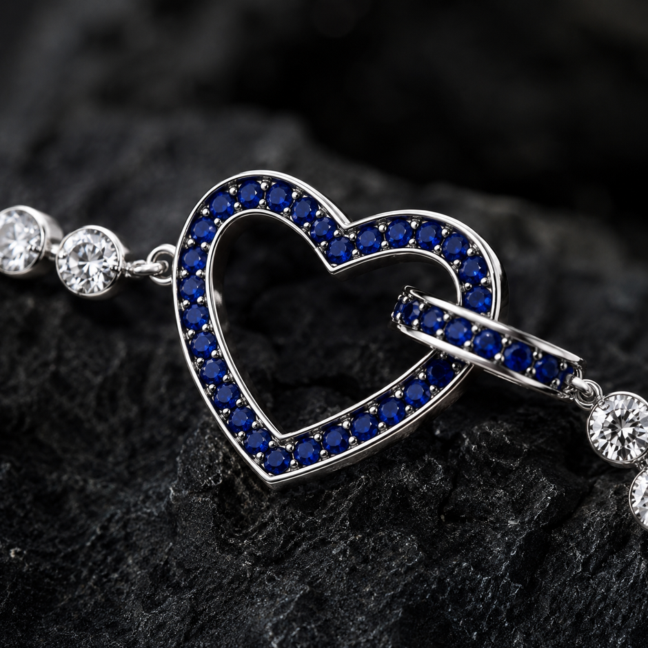 Sapphire Linked Heart Bracelet
