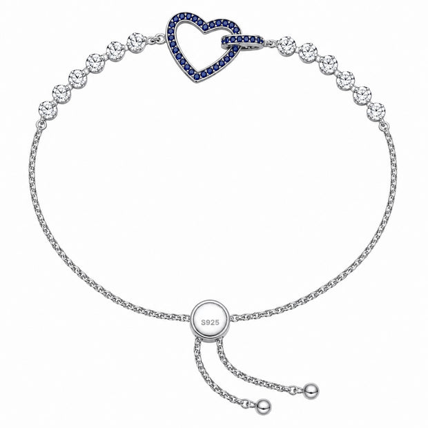 Sapphire Linked Heart Bracelet