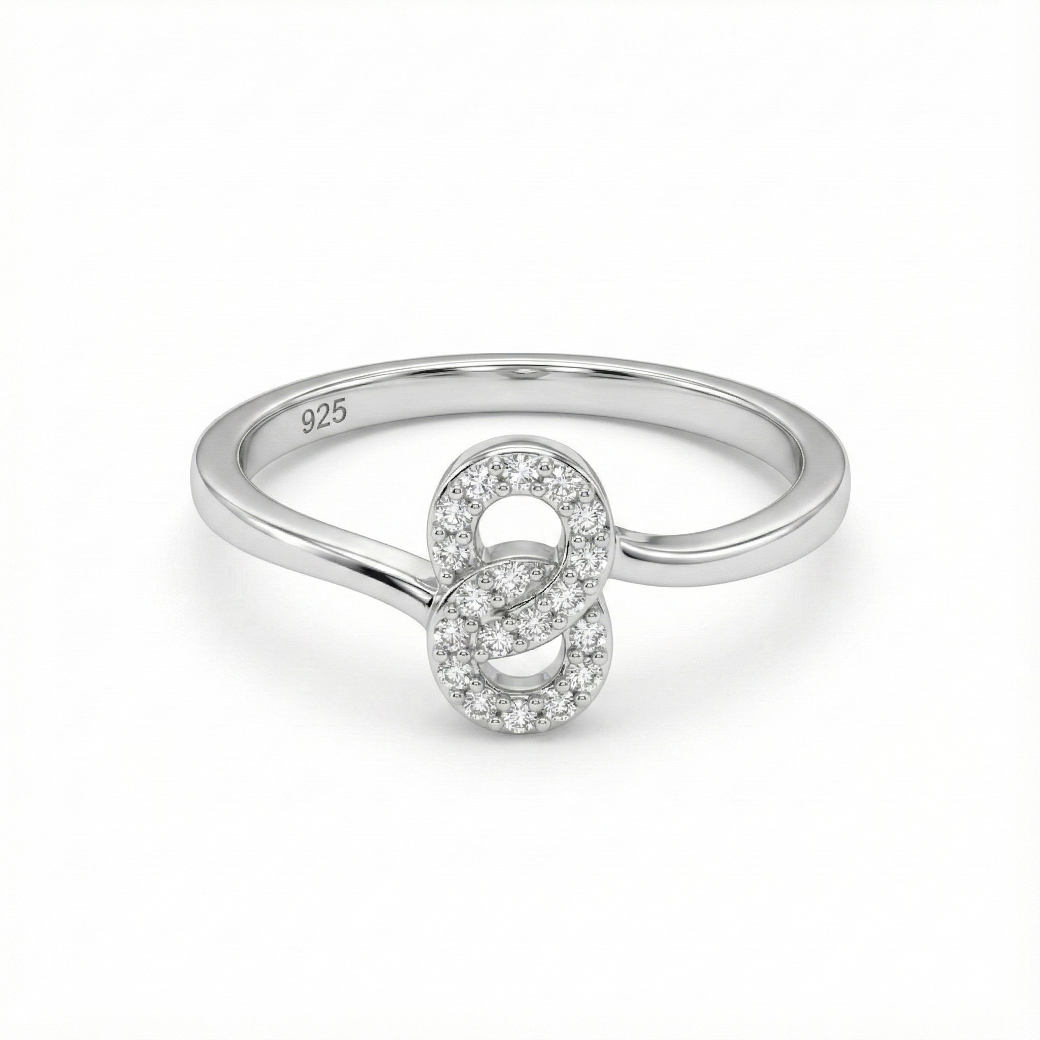 Dainty Interlocking Loop Pavé Ring