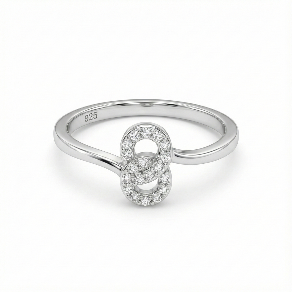 Dainty Interlocking Loop Pavé Ring