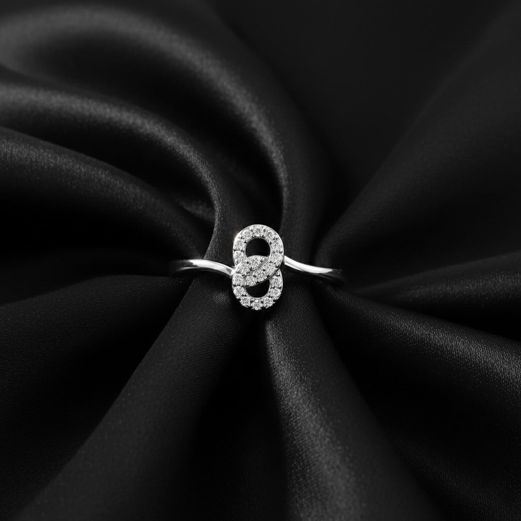 Dainty Interlocking Loop Pavé Ring